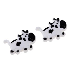 Baosity 2 Pieces Tennis Racquet Shock Absorber Vibration Dampeners - Various Animal Shape - White Cow