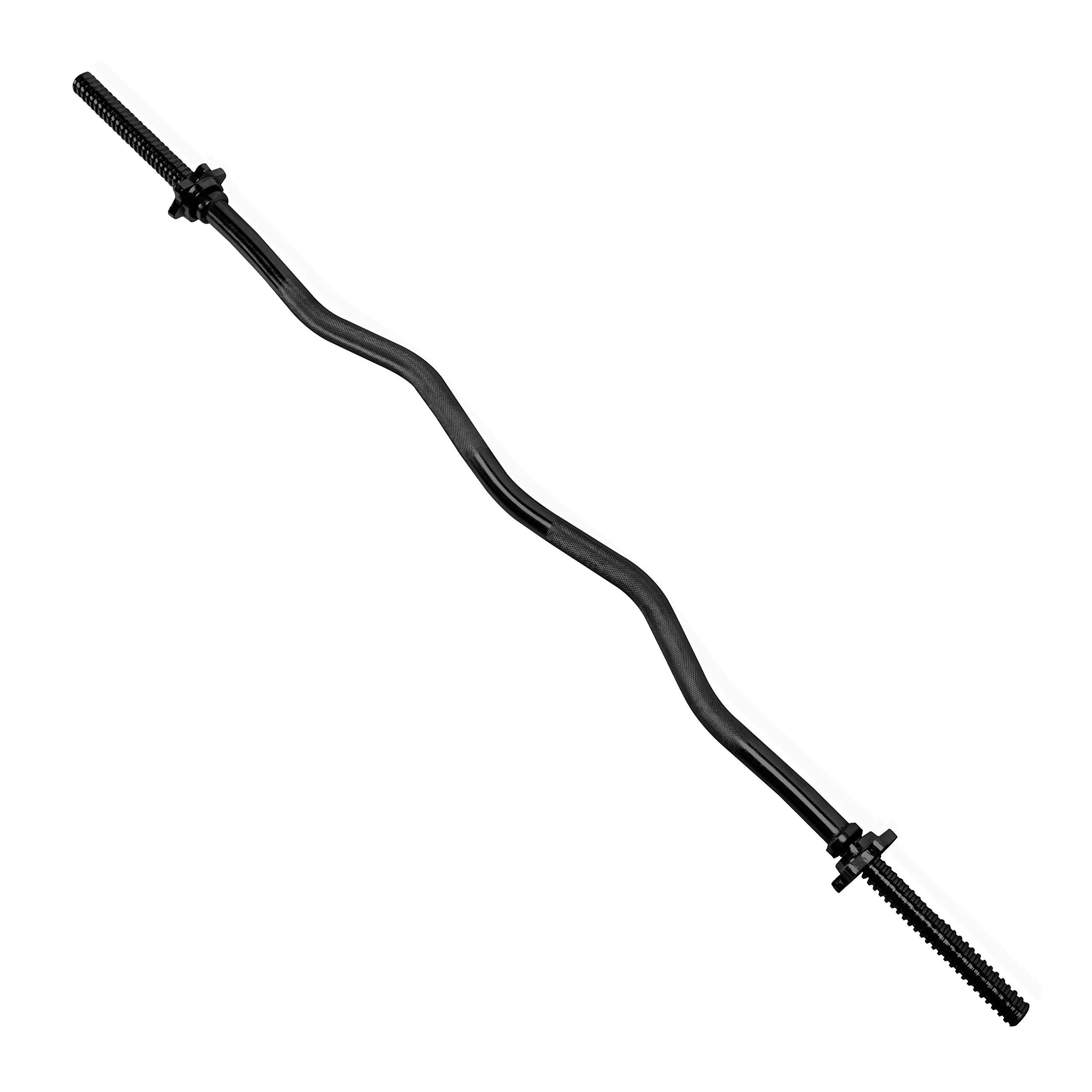 CAP Barbell 47-Inch Standard Threaded Solid Easy Curl Bar, Black