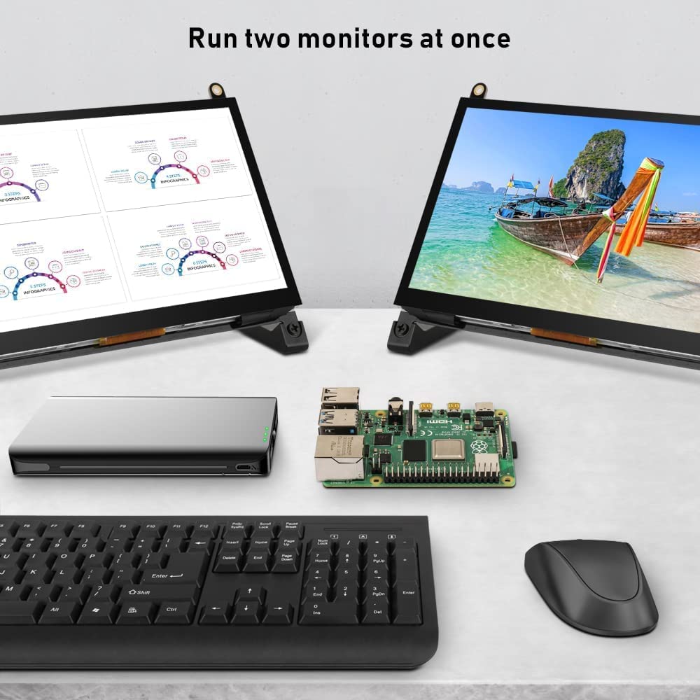 EVICIV Touch Screen 7" for Raspberry Pi, 1024X600 IPS Display Portable Monitor Dual-Speaker USB HDMI Computer Monitor Compatible with Raspb Pi 5/4/3/Zero/Windows/Drive-Free