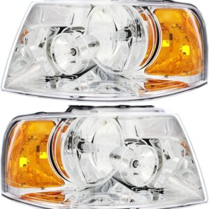 For Ford Expedition Headlights Lamps Set 2003 2004 2005 2006 Halogen Driver and Passenger Side