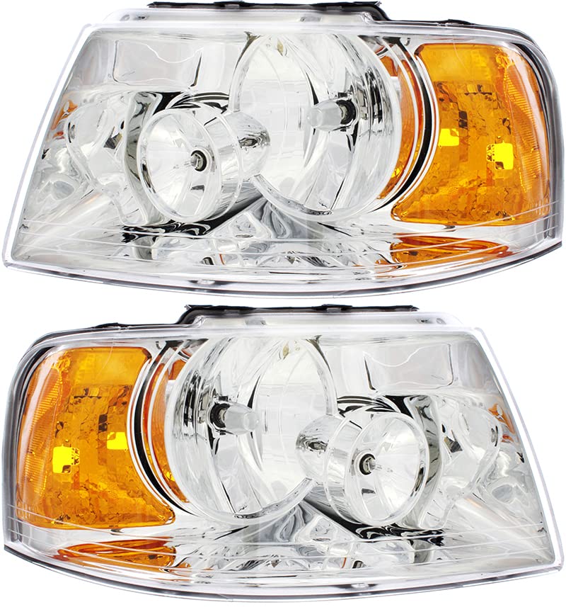 For Ford Expedition Headlights Lamps Set 2003 2004 2005 2006 Halogen Driver and Passenger Side