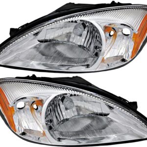 For Ford Taurus Headlight 2000 2001 2002 2003 2004 2005 2006 2007 Driver and Passenger Side Headlamp Replacement