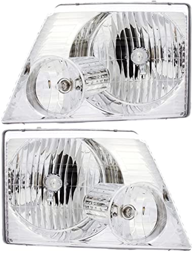 For Ford Explorer Headlights Lamps Set 2002 2003 2004 2005 Halogen Driver and Passenger Side