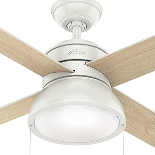 Hunter Fan Company, 54151, 52 inch Loki Fresh White Ceiling Fan with LED Light Kit and Pull Chain