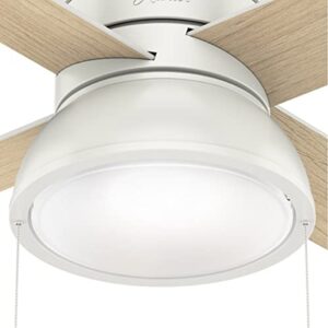 Hunter Fan Company, 54151, 52 inch Loki Fresh White Ceiling Fan with LED Light Kit and Pull Chain