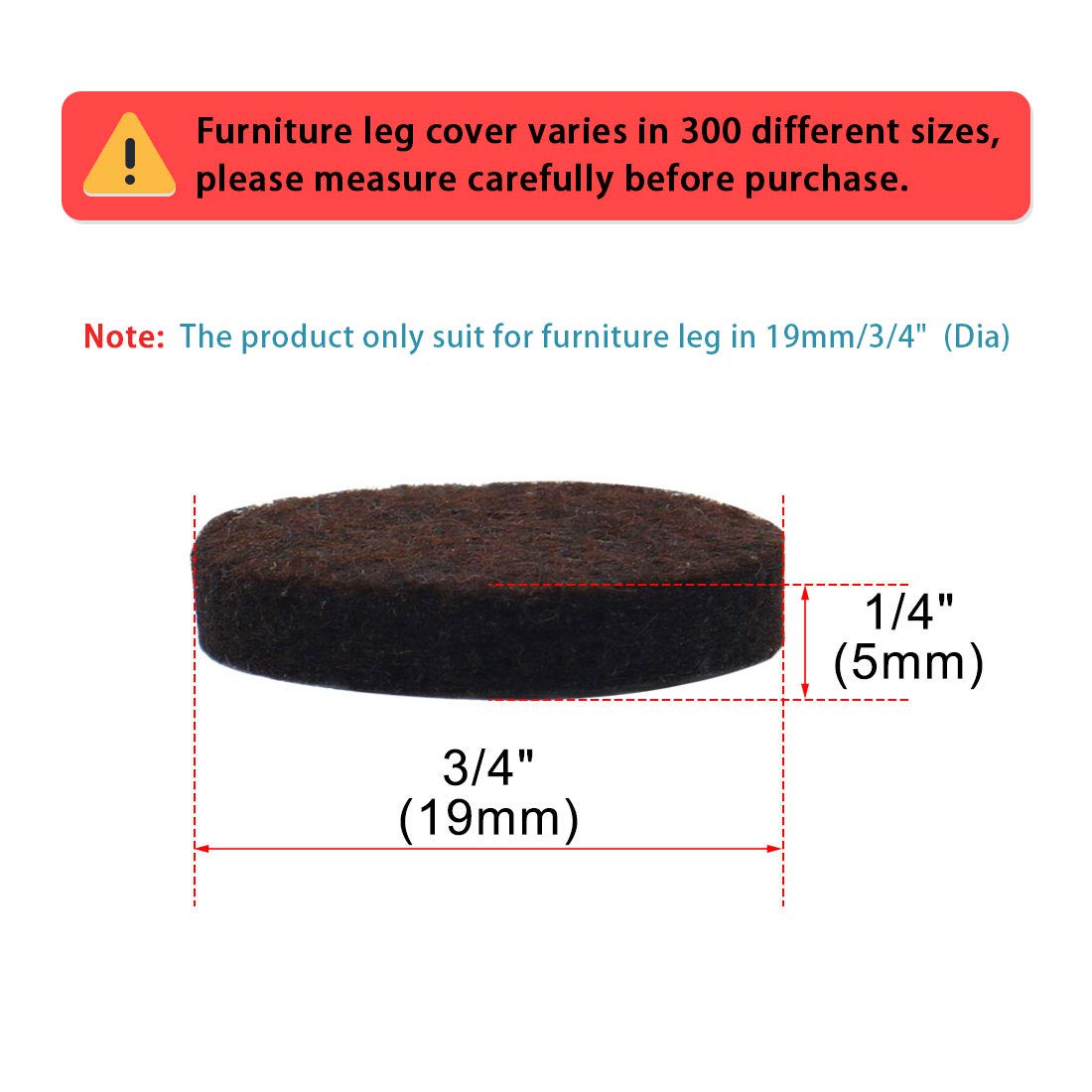 uxcell 70pcs Furniture Pads Round 3/4" Self-Stick Non-Slip Anti-Scratch Felt Pads Floors Protector Dark Brown