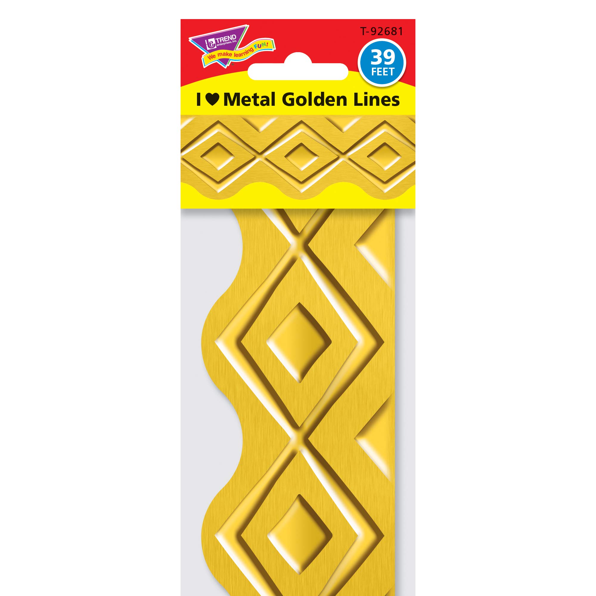 TREND enterprises T-92681 I Love Metal Golden Lines Terrific Trimmers, 39'