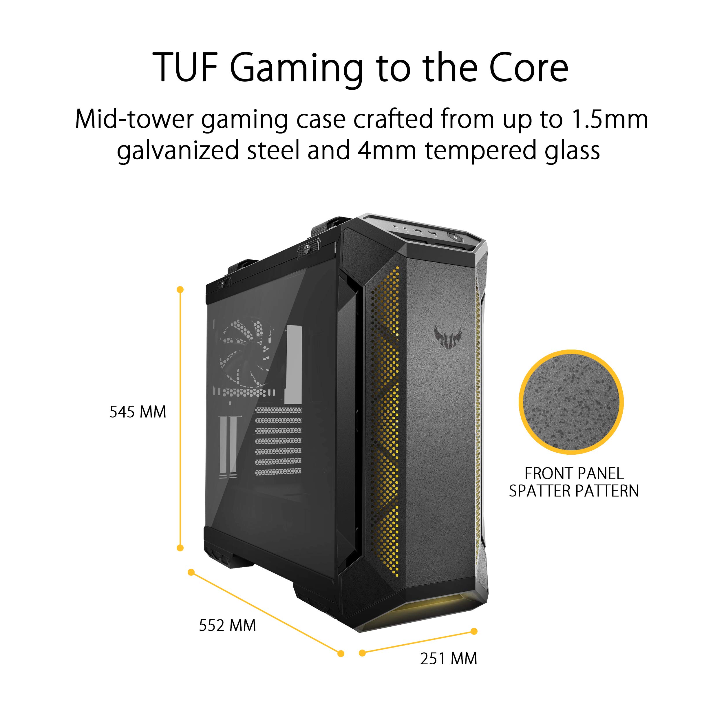 ASUS TUF Gaming GT501 Mid-Tower Computer Case for up to EATX Motherboards with USB 3.0 Front Panel Cases GT501/GRY/WITH Handle