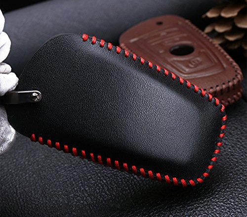 ontto Fit for BMW Key Case Cover Leather Keyless Entry Remote Control Key Fob Jacket Shell with Keyring Fit for BMW 1 3 4 5 6 7 Series X3 X4 M2 M3 M4 M5 M6 Brown