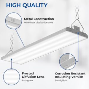 CINOTON 4FT 210W LED Shop Light with 28350LM,0-10V Dimmable Linear High Bay Lighting with 5000K,120-277V 135LM/W Commercial Hanging Lights for Garage Office Warehouse Workshop Factory UL Listed 2Pack