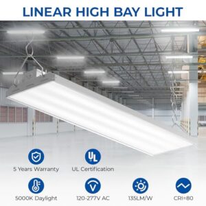 CINOTON 4FT 210W LED Shop Light with 28350LM,0-10V Dimmable Linear High Bay Lighting with 5000K,120-277V 135LM/W Commercial Hanging Lights for Garage Office Warehouse Workshop Factory UL Listed 2Pack