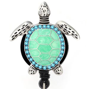 aquamarine enamel sea turtle retractable id badge reel,name card holder for nurse