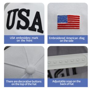 DISHIXIAO USA Baseball Cap Polo Style Adjustable Embroidered Dad Hat American Flag for Men and Women White