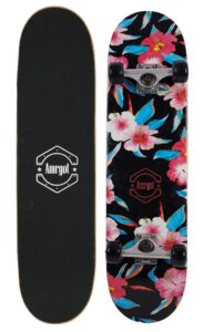 amrgot skateboards for beginners,31 * 8 inches complete skateboards for kids,boys,girls and adults,7 layer maple wood,double kick deck concave standard and tricks skateboard