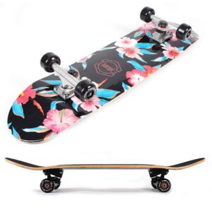 Amrgot Skateboards for Beginners,31 * 8 inches Complete Skateboards for Kids,Boys,Girls and Adults,7 Layer Maple Wood,Double Kick Deck Concave Standard and Tricks Skateboard