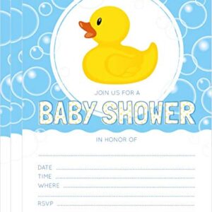 24 Rubber Ducky Baby Shower Invitations 5x7 Invites with 24 White Envelopes