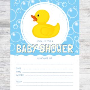 24 Rubber Ducky Baby Shower Invitations 5x7 Invites with 24 White Envelopes