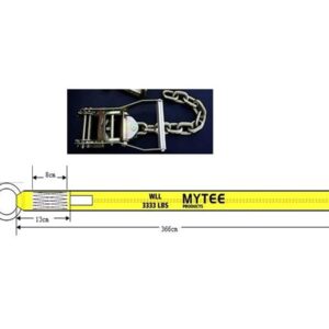 Mytee Products 4 Pack 2" x12' Car Tie Down Straps for Trailer with Chain Extension - 3333 Lbs WLL Lasso Style Tire Straps for Car Trailer with Ratchets - Vehicle Tie Down Wheel Strap for Hauling Cars