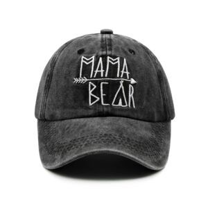 Waldeal Women's Embroidered Mama Bear Hat Vintage Distressed Baseball Dad Cap Black