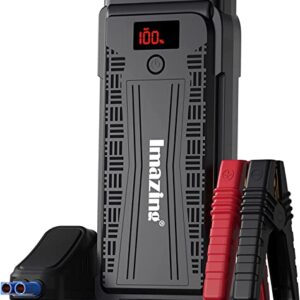 Imazing Portable Car Jump Starter - 2500A Peak 20000mAH (Up to 8L Gas or 8L Diesel Engine) 12V Auto Battery Booster Portable Power Pack with Jumper Cables, QC 3.0 and LED Light