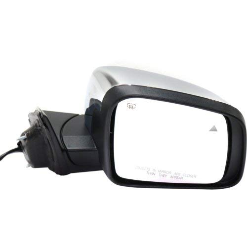 Kool-Vue Mirror Compatible with 2011-2018 Jeep Grand Cherokee Power Power Folding Heated with BSD Memory and Signal Light Chrome Passenger Side