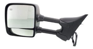 kool-vue driver side mirror compatible with 2004-2015 nissan titan manual folding, heated, chrome, with blind spot glass, towing, power glass, black base - ni1320202