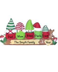 family personalized christmas ornaments 2023 - fast & free 24h customization – gnomes family of 5 christmas decorations with name - comes gift-wrapped - precious moments