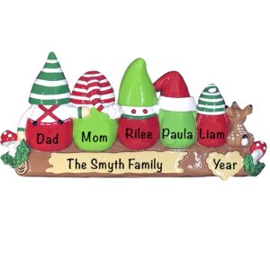 Family Personalized Christmas Ornaments 2023 - Fast & Free 24h Customization – Gnomes Family of 5 Christmas Decorations with Name - Comes Gift-Wrapped - Precious Moments