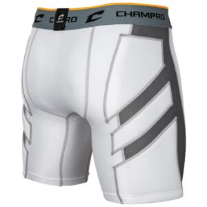 CHAMPRO mens Wind Up Compression Polyester Spandex Sliding Short, White, Small US