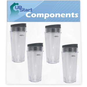 4 Pack UpStart Components Replacement 16 oz Cup for Ninja BL660, BL663, BL740, BL770, BL771, BL772, BL780, BL810, BL820, BL830 Blenders