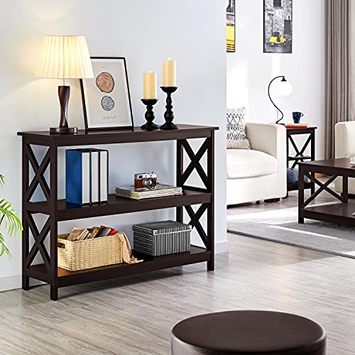 Yaheetech Television Stands & Entertainment Centers with 3 Tier Storage Shelf TV Stand for Living Room, Espresso