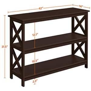 Yaheetech Television Stands & Entertainment Centers with 3 Tier Storage Shelf TV Stand for Living Room, Espresso