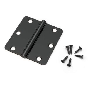 KNOBWELL 24 Pack of Matte Black Door Hinges - 3.5 Inch X 3.5 Inch Interior Door Hinges for Doors Black Finish with 1/4" Radius Corners