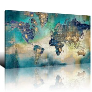 large world map canvas prints wall art for living room office "24x48" green world map picture artwork decor for home decoration