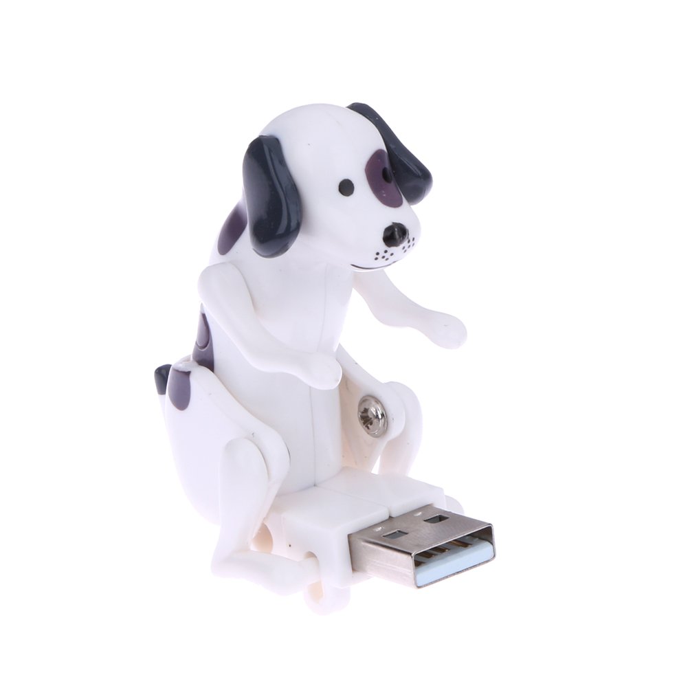 New White Mini Funny Cute USB Humping Spot Dog Toy USB Gadgets Humping USB Powered Dog for PC Laptop Gift for Kids