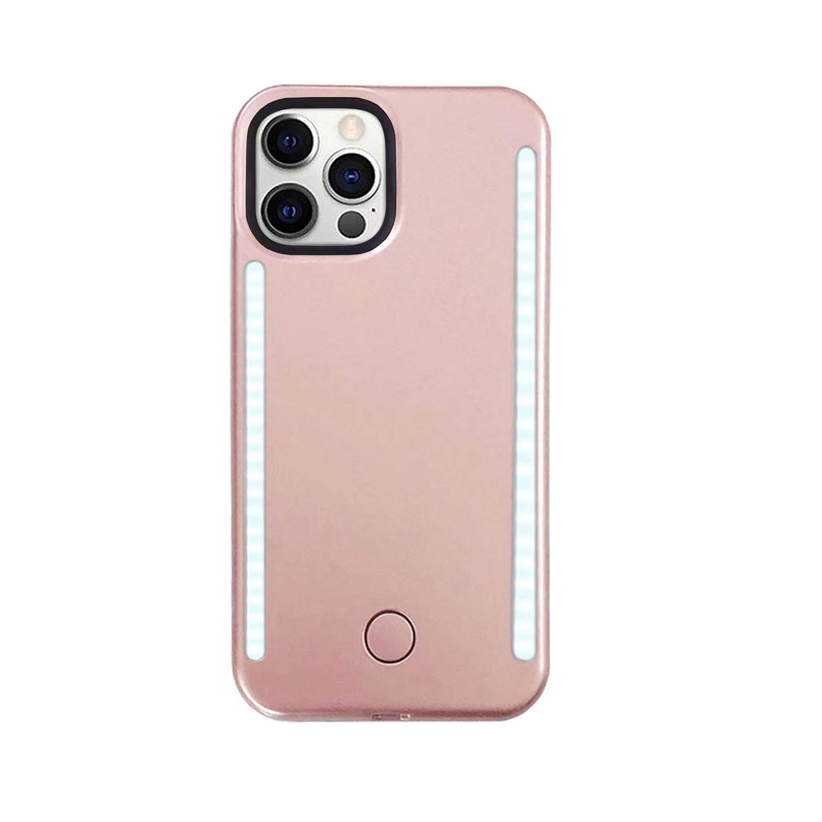 VANJUNN Selfie Illuminate Case for iPhone 13 Pro Max, LED Light up Case with Rechargeable Back and Front Illuminated Luminous Case for 13 Pro Max(Rose Gold)