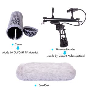 Micolive Microphone Windshield Blimp Windscreen Style Protect Cage and Shock Mount Suspension System Compatible with Rode NTG1 NTG2 NTG3 NTG4 AT875R Line MKE 600 Series Shotgun Microphones etc