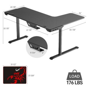 EUREKA ERGONOMIC L Shaped Gaming Desk, 60 Inch L60 Home Office Corner PC Computer Gamer Table Large Writing Workstation Gifts w Mouse Pad Cable Management, Space Saving, Easy to Assemble, Left, Black