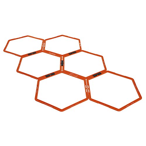 Yes4All Hexagonal Agility Rings with Carrying Bag - Speed Rings, Agility Hurdles for Agility Footwork Training (Set of 6 Orange Rings)