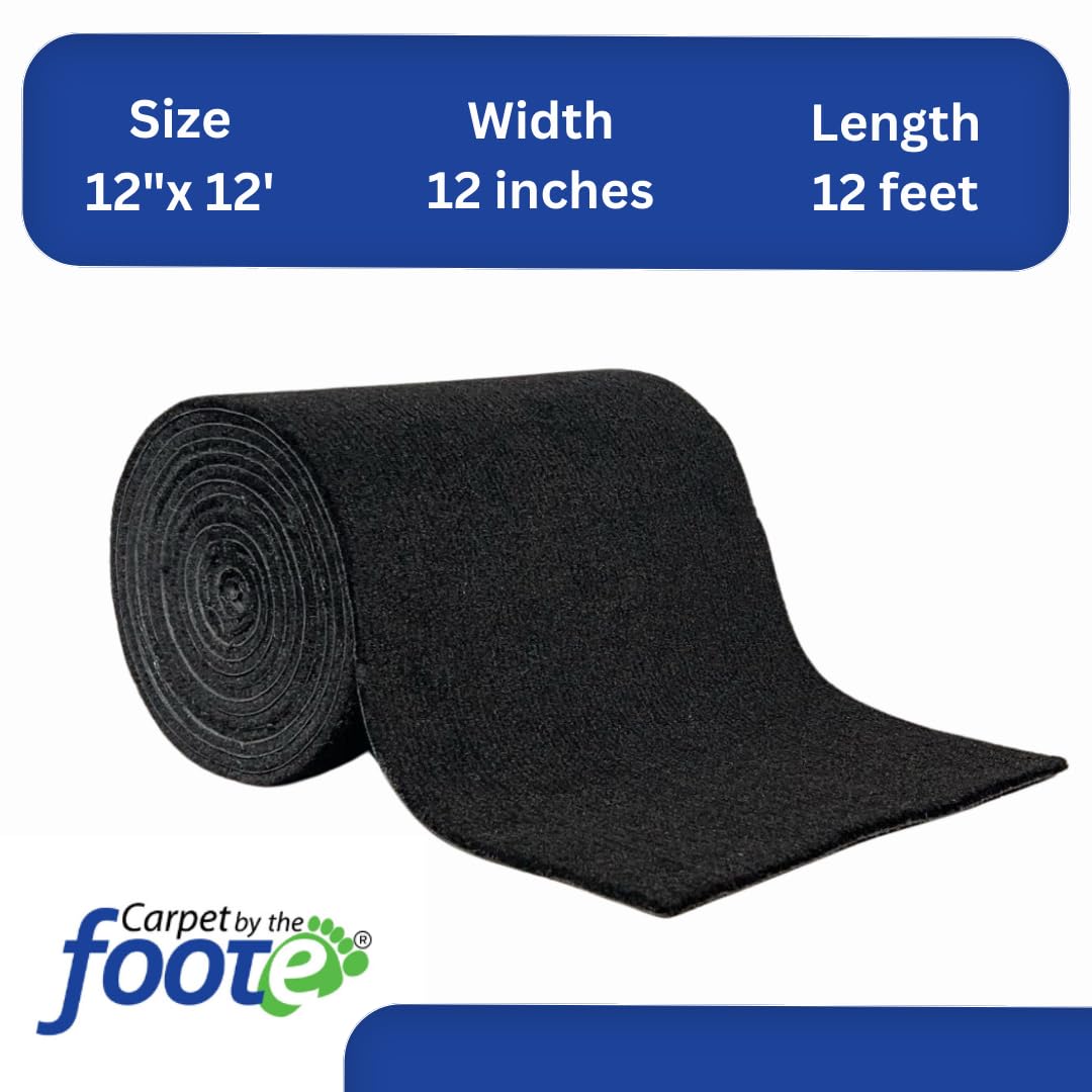 Carpet by the Foote, 16oz Boat Trailer Bunk Carpet, Marine Carpet, Trailer Guide Carpet, 12"(in.) Wide x 12'(ft.) Long, Black