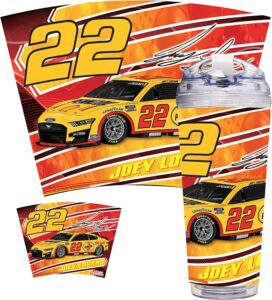 rico industries nascar racing joey logano #22 penzoil 24oz acrylic tumbler with hinged lid, officially licensed double wall tumbler with straw