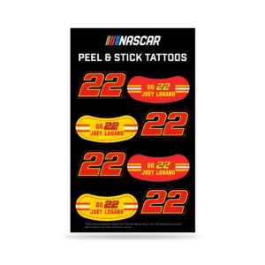rico industries nascar joey logano vertical tattoo peel & stick temporary tattoos - eye black - game day approved! small