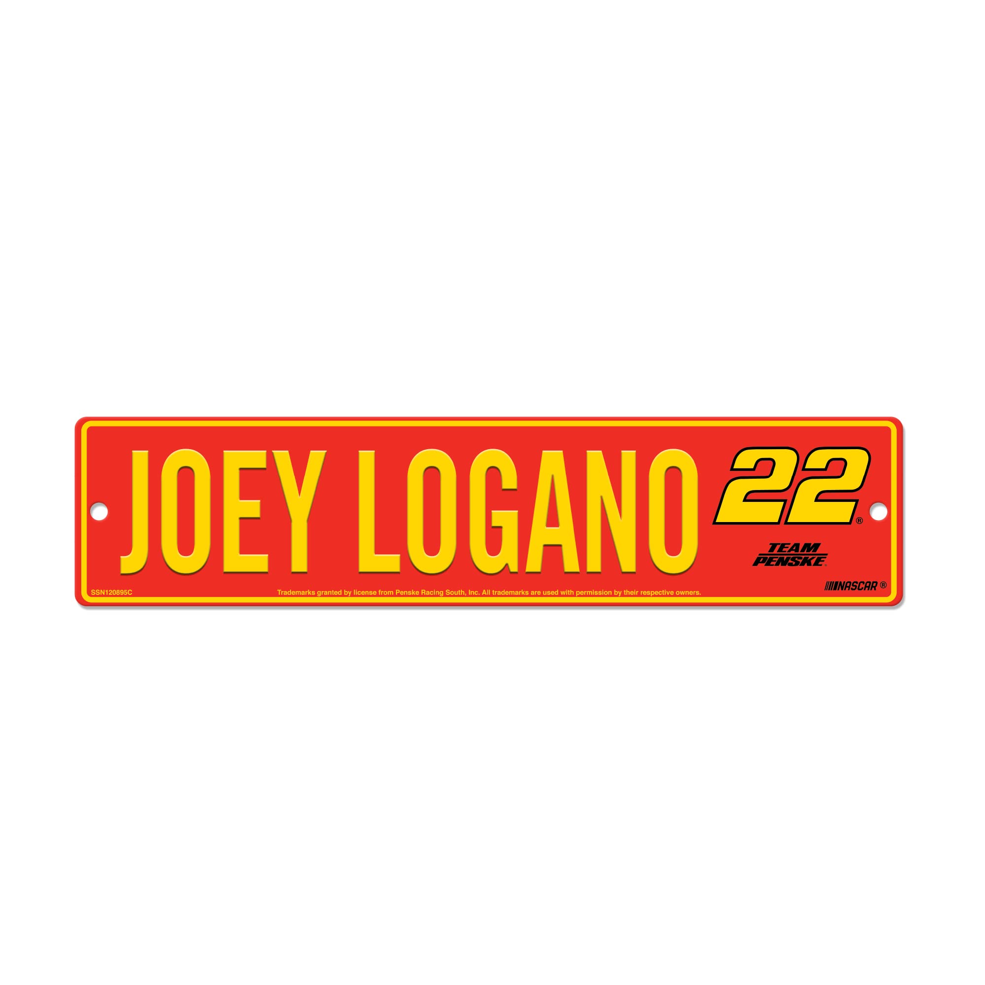 Rico Industries NASCAR Racing Joey Logano #22 TEAM PENSKE Red 4" X 17" Plastic Street Sign