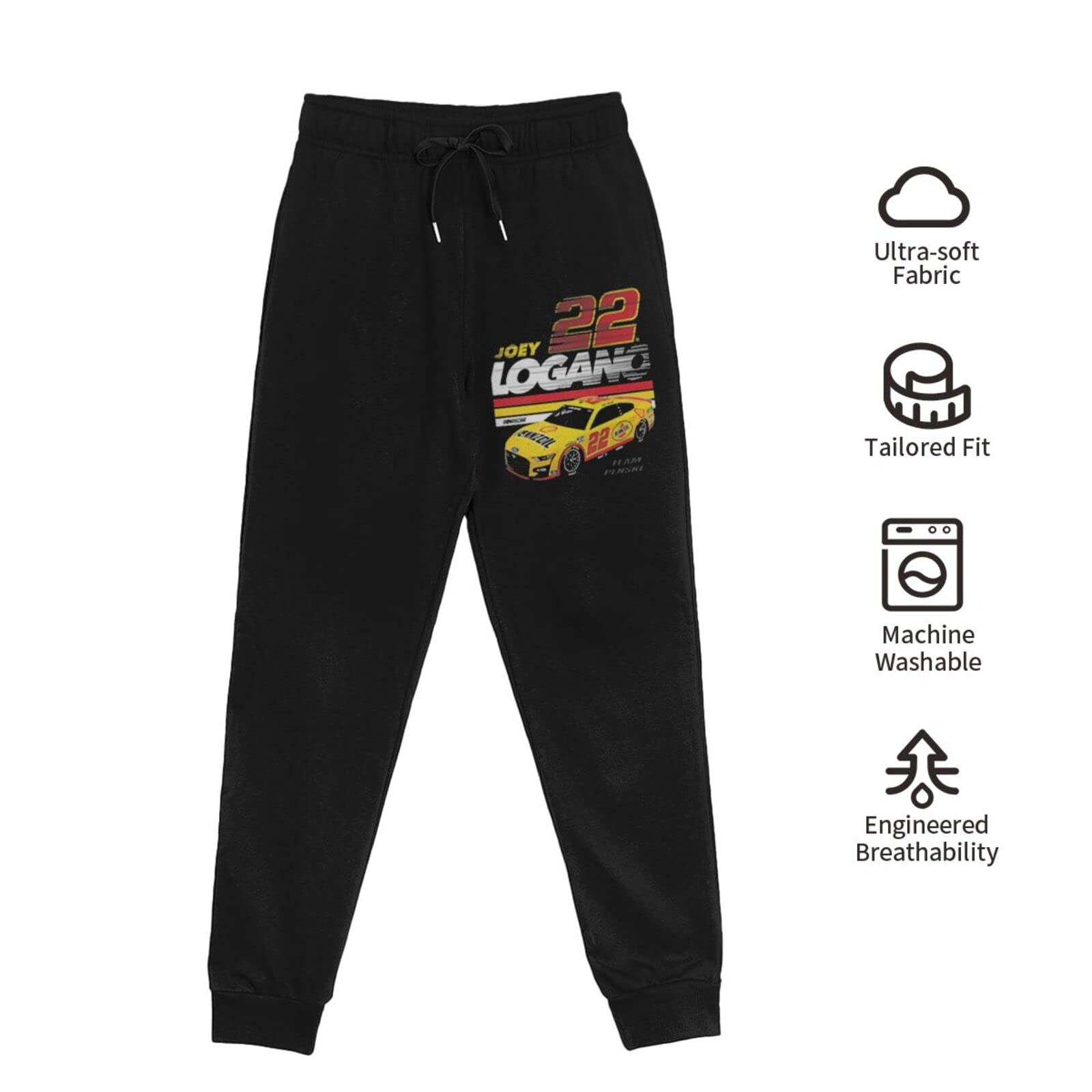 ASFRSH Joey Logano 22 Sweatpants Mens Fleece Casual Joggers Athletic Track Pants with Pockets Black