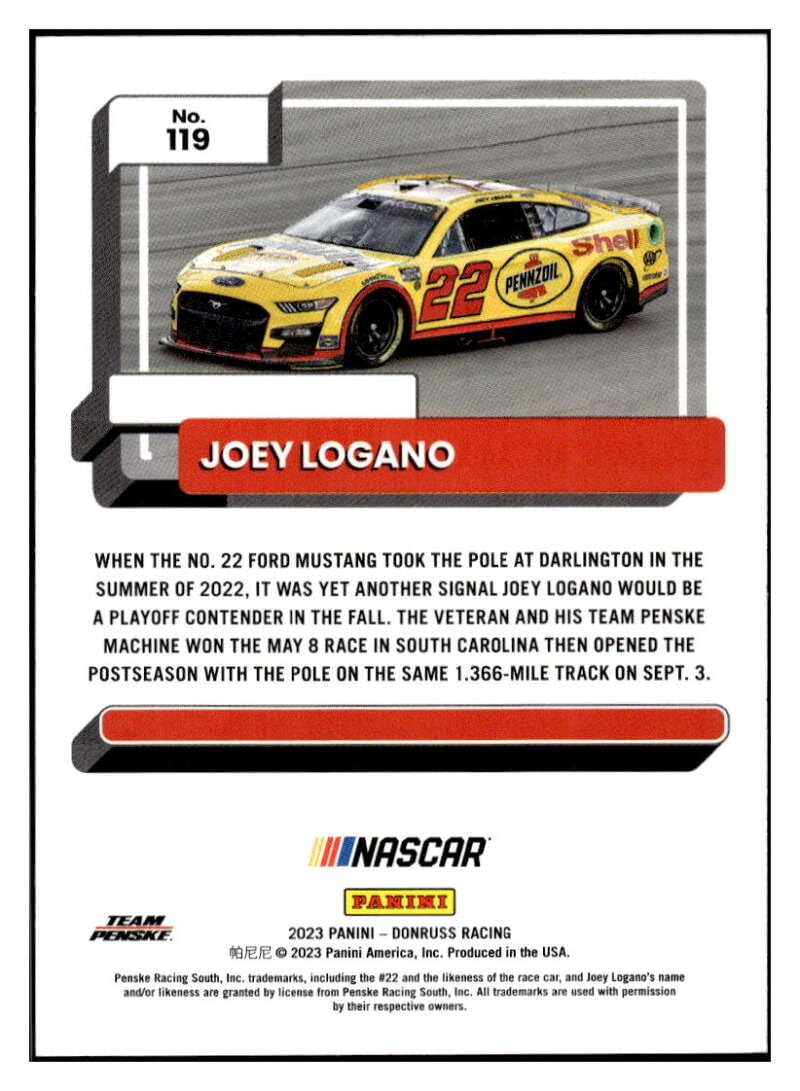 Joey Logano 2023 Donruss #119 NM+-MT+ NASCAR Racing Cars