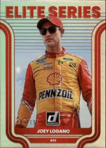 2023 donruss racing elite series holographic #2 joey logano s199 shell-pennzoil/team penske/ford official nascar trading card (stock photo shown, near mint to mint condition)