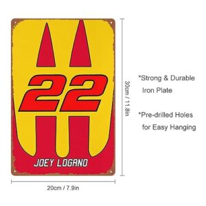 Logano 22 NumPlate Poster Metal Sign Tin Metal Retro Wall Decor for Home,Street,Gate,Bars,Club