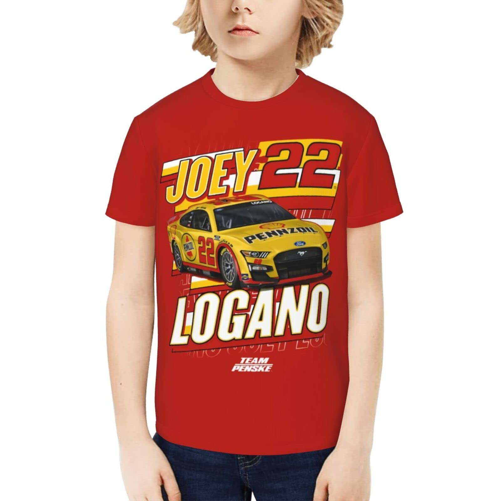 ASFRSH Joey Logano 22 Shirt for Teen Girl & Boy Printing Short Sleeve Tee Athletic Classic Shirt Crewneck T-Shirt