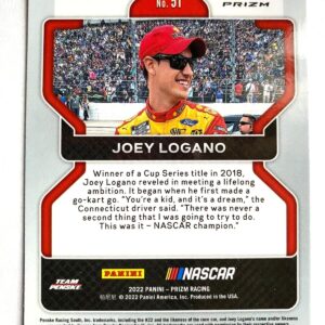 2022 Panini Prizm Racing Zebra Prizms #51 Joey Logano