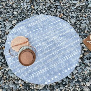 Famokids - Eazy Vegan Leather Mat, Baby Splat Mat for Under High Chair, Non-Toxic & Waterproof Mat Kids Play Mat, Floor Mat, Outdoor Mat, Lightweight, Round, 47 inches, Smoke